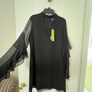 Sam Edelman Black Dress W/ Ruffle Straight Sleeves